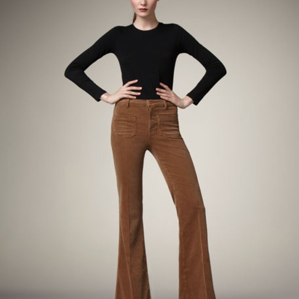 J Brand Ali Corduroy Wide Flare Jeans in Toffee